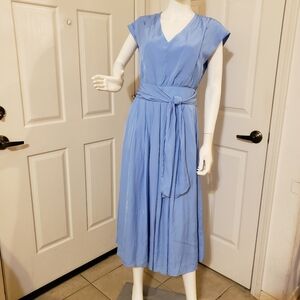 JOIE V-neck Belted Midi Dress with Pockets size 6